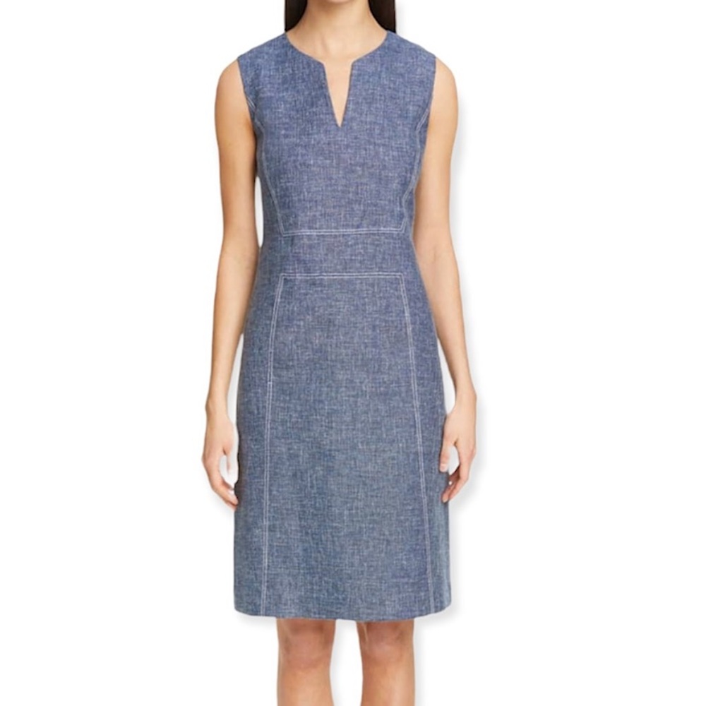 Lafayette 148 Brett Linen Sleeveless Dress